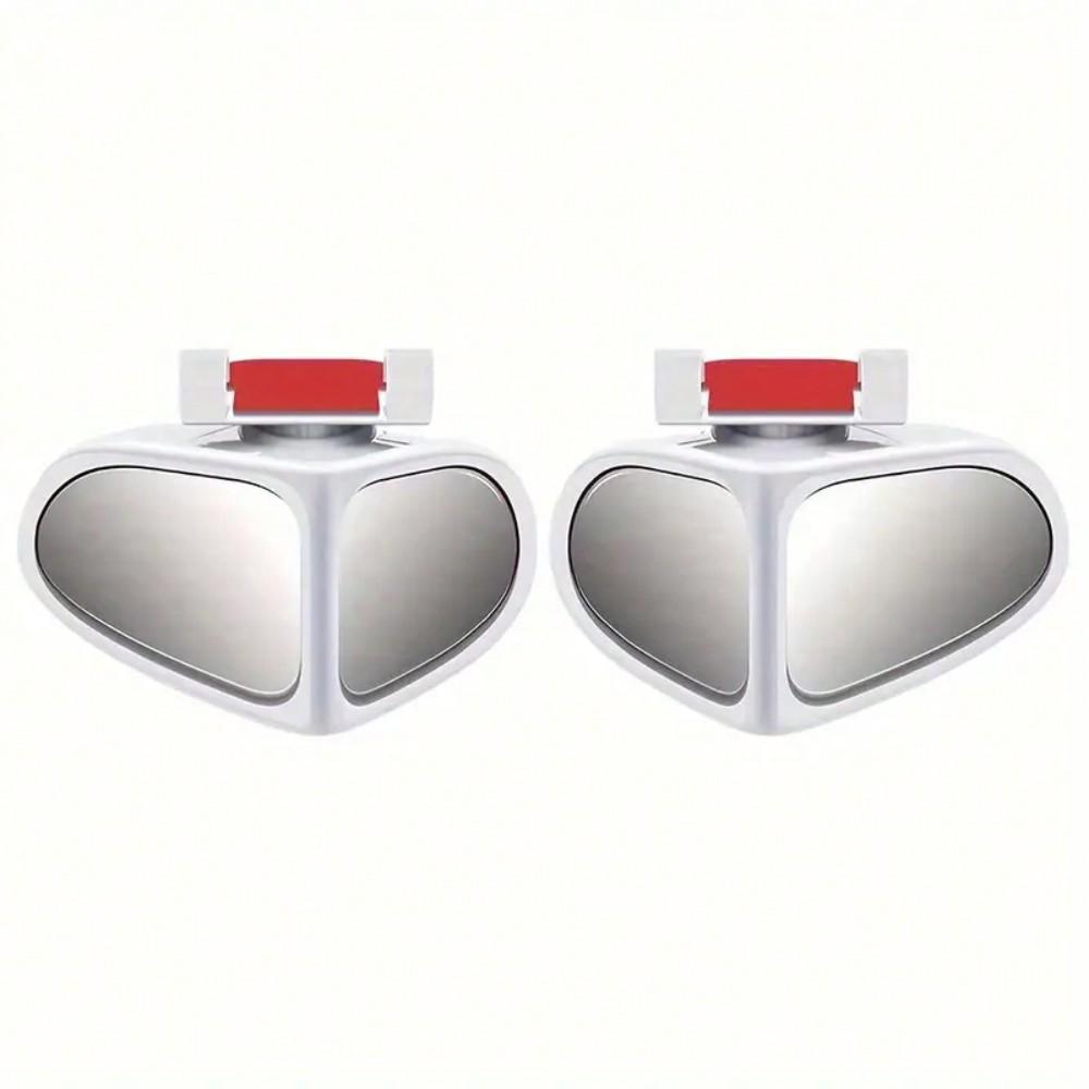 2Pcs Universal Car Auxiliary Rear View Mirror - 360° Wide Angle Blind Spot Assistant белый