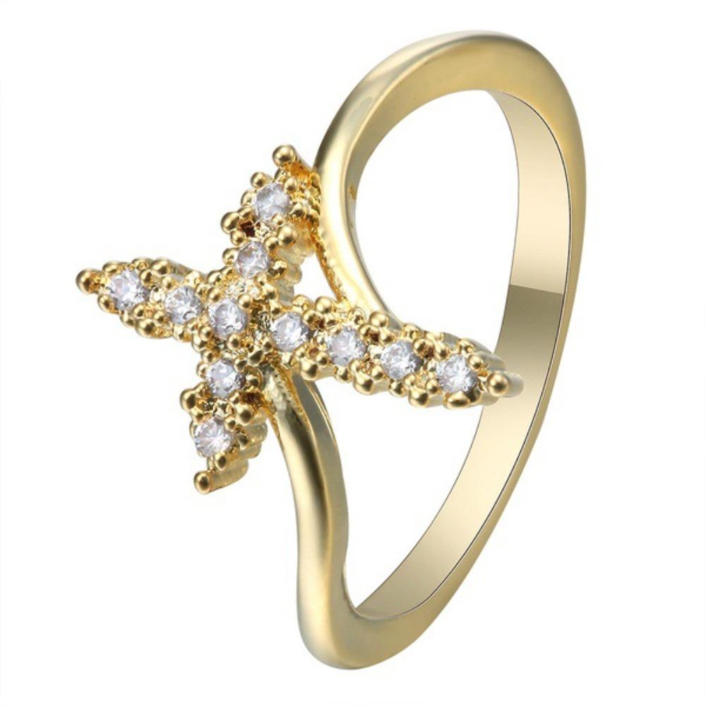 Women Silver Cross Ring with Diamonds Stylish European Fashion Jewelry Gift