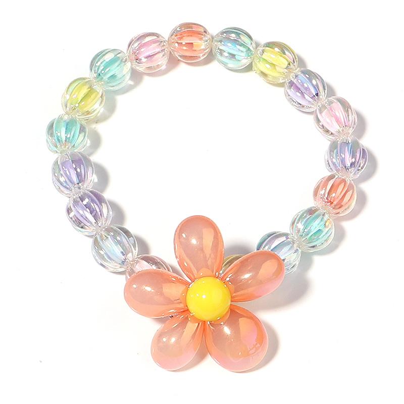 5Pcs/Lot Acrylic Beads Clear Plated Candy Color Cartoon Flower 3.3mm Large Hole Beads Diy Jewelry Bracelet Necklace Accessories