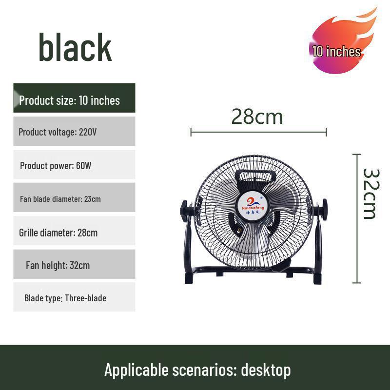Powerful Five-Blade Industrial Floor Fan with Strong Airflow for Construction Sites and Desktops
