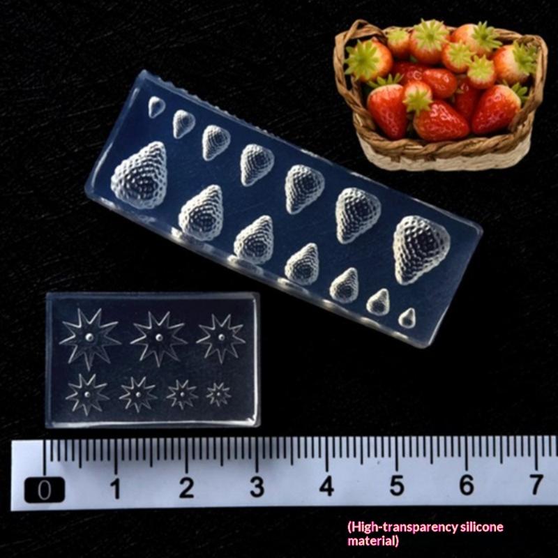 Multi-Size Mini Three-Dimensional Strawberry Silicone Mold Resin Clay Mold Diy Doll House Mini Strawberry Making Tool