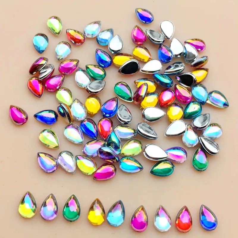 Glitter 200Pcs 4*6mm Glass Water Drop Rhinestones Flat Back Stones and Crystals For Nails Art Decorations Costume A56