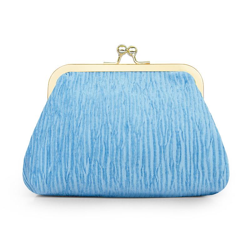 Trendy Sequined Clip Bag Women Portable Travel Makeup Bag Lipstick Corduroy Pu Storage Bag Gold-plated Metal Clip Design Wallet