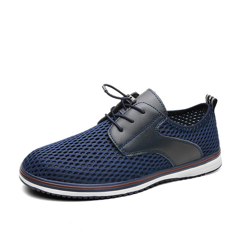 

Men s hollow mesh shoes breathable soft sole one-pedal lazy shoes middle-aged and elderly father shoes casual men s shoes 44 синий