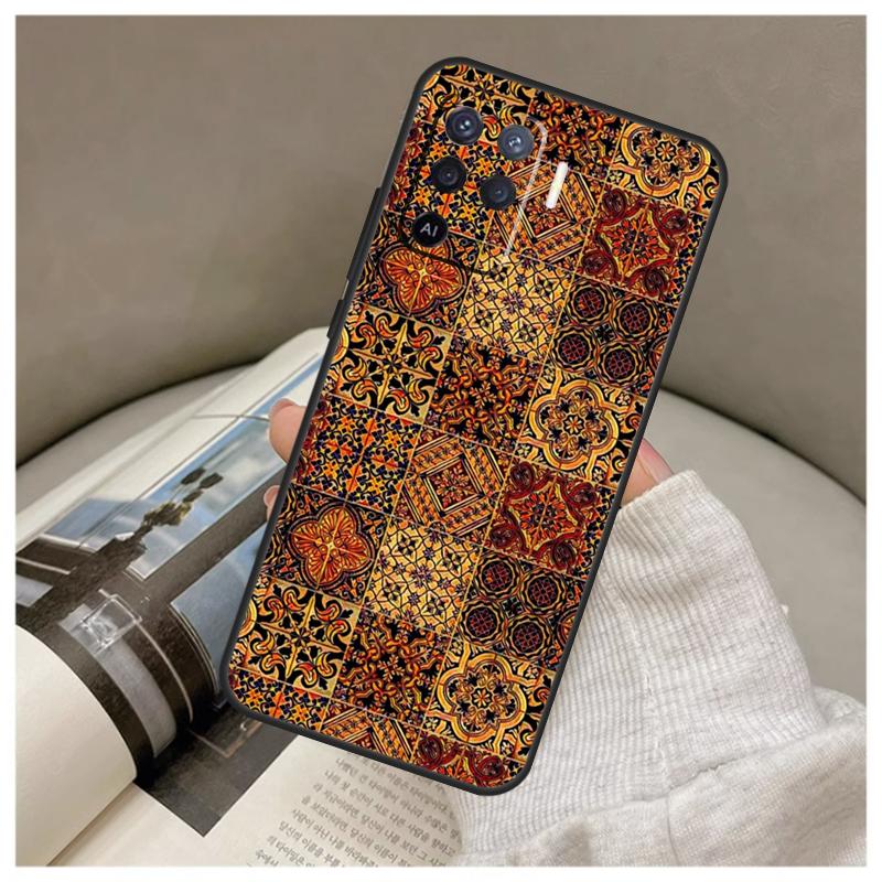 Moroccan Tile Case For Oppo A74 A94 A54 A18 A38 A58 A78 A98 A80 A60 A40 A96 A76 A16 A15 A17 A57 A77 A5 Pro