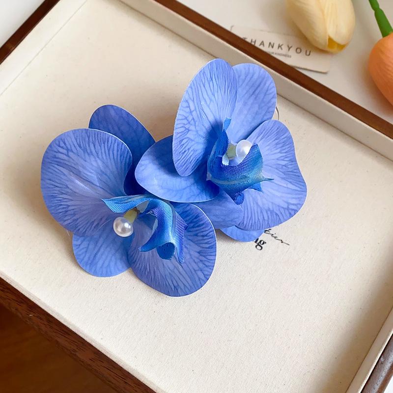 High-End Forest Style Lily Flower Hair Clip - Aesthetic Simulation Shark Grip for Women