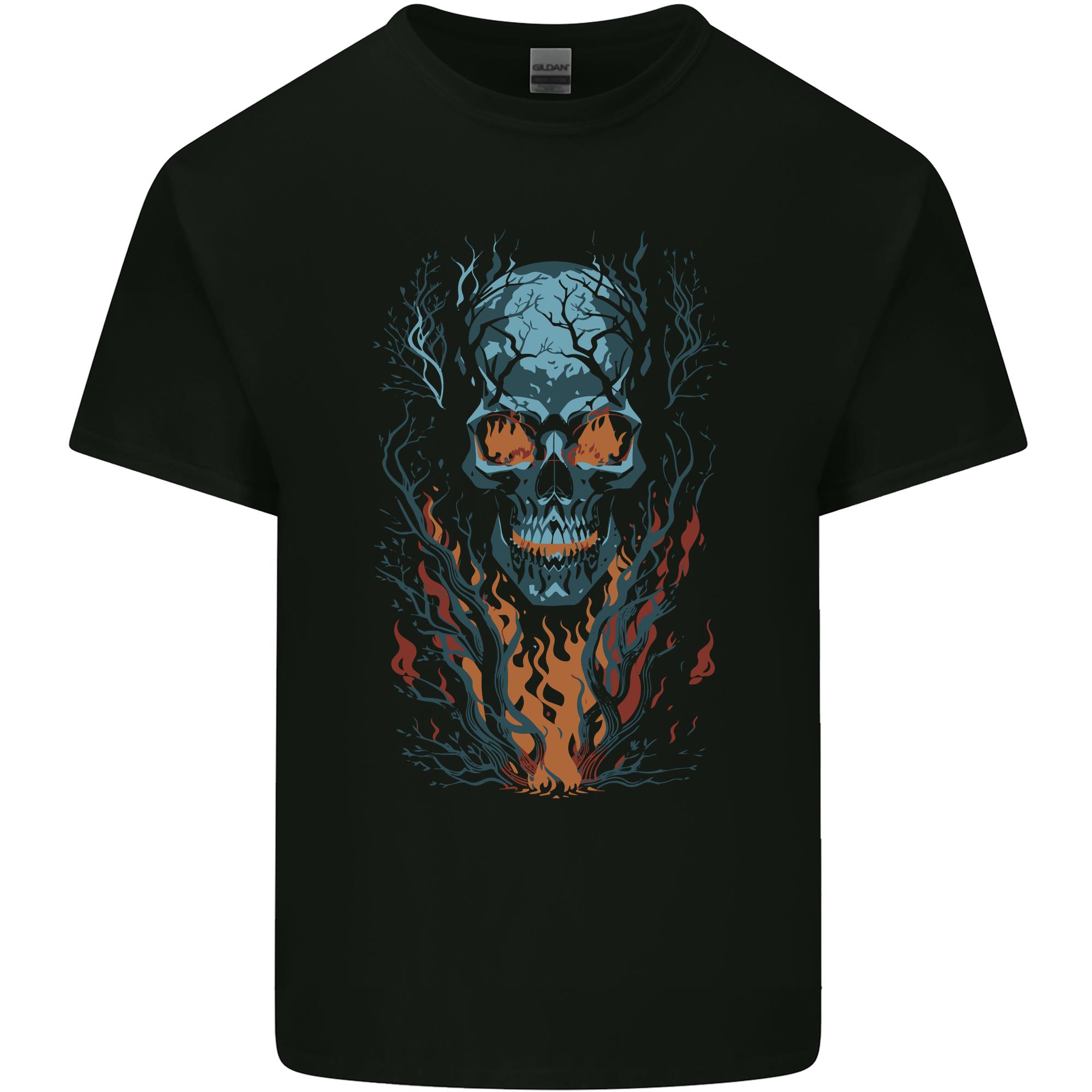 Fire From Hell Skull Unisexs Light Cotton TShirt S
