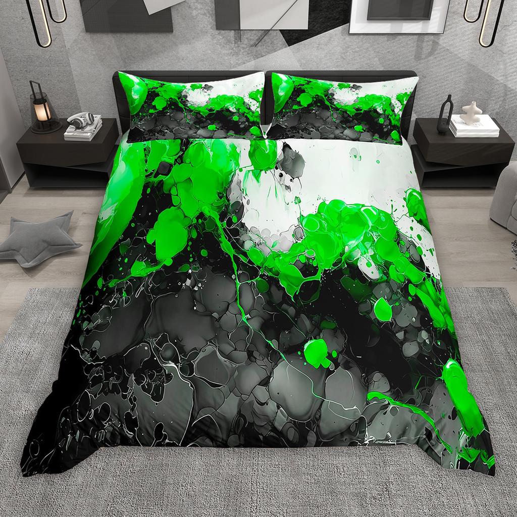 Homewish Geometric Stripes Duvet Cover Set 2Pcs/3Pcs Vintage Oil Painting Bedding Set Aesthetic Brush Strokes Comforter Cover