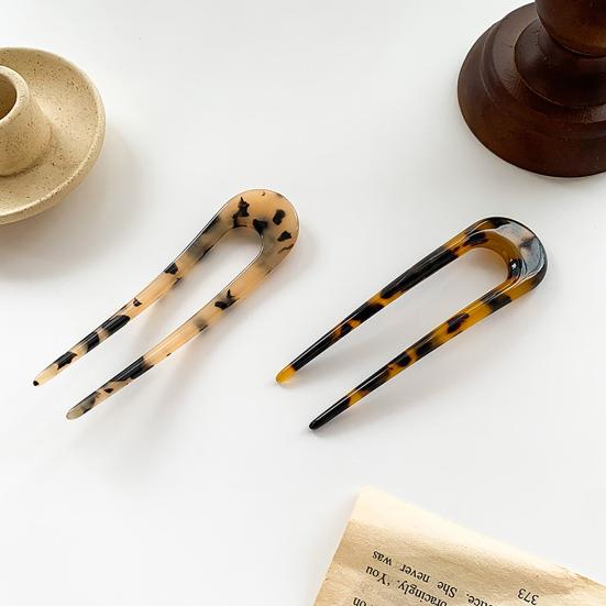 Hairpin U Shape Hair Jewelry Mini Women Leopard Hair Fork for Festival