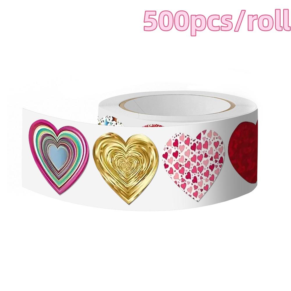 

500 шт./рулон Красные наклейки в виде сердца ко Дню святого Валентина Упаковка для выпечки Наклейки для свадебных подарков Конверты Печати Декоративные этикетки с надписью «Любовь» 1 Roll разноцветный