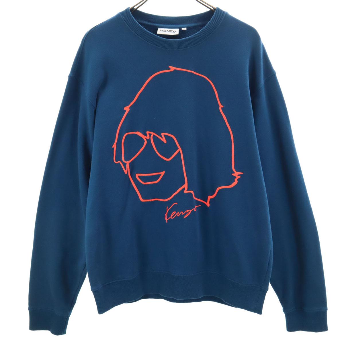 

KENZO Long sleeve sweat trainer L Blue navy blue Back brushed Men s Used