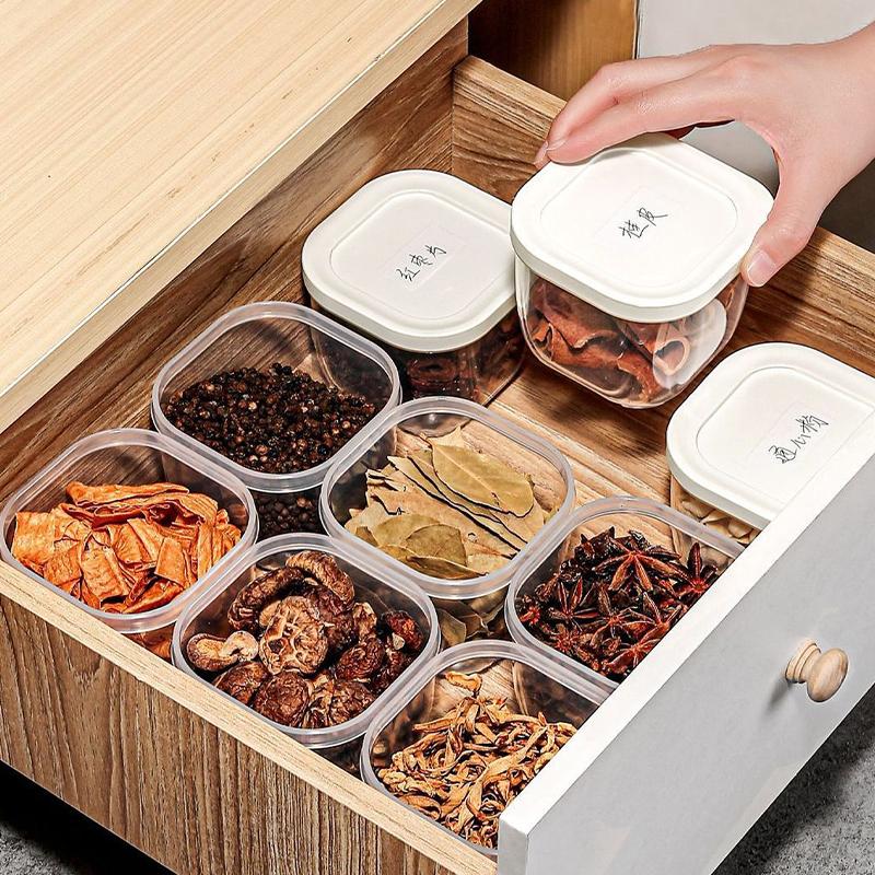 8pcs Leak-Proof Stackable Airtight Spice Containers with Lids Food Grade PP Material Storage Boxes Detachable Spice Onion Jars