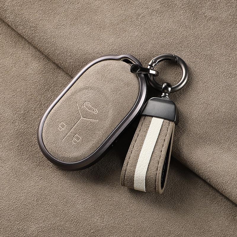 Alcantara Key Case Cover for NIO ET5T ES6/EC6 ESS ET9 ES7 ET7 ET5 Suede Aluminum Alloy Key Buckle Keychain Interior Accessories