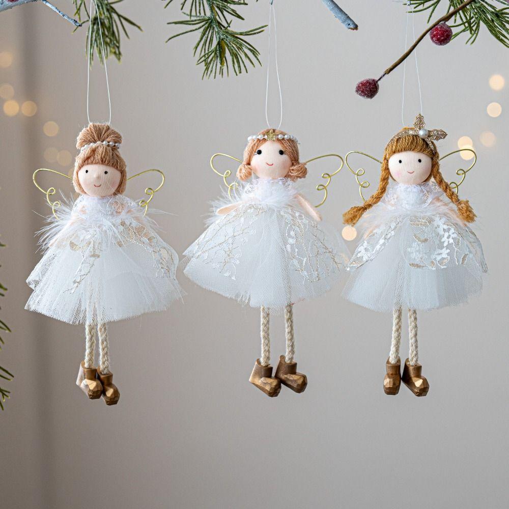 Cloth Christmas Angel Doll Drop Ornaments Angel Girl Plush Toy Pendant Hanging Pendant Christmas Girl Pendant Festival Decor