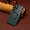 Alligator Pattern Leather Case for Samsung Galaxy S26 Ultra S25 Edge S24 Plus S23 Fe S21 A56 5G Magnetic Wireless Charging Cover