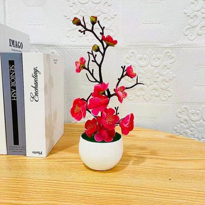 Simulation Bonsai Realistische Anti-Fade Kunstseidenblume Schön aussehende gefälschte Pflaumenblüten-Blumenpflanze für Zuhause