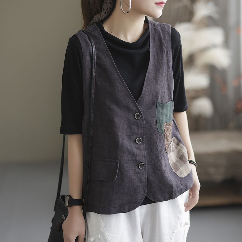 Gilet Giacca Casual da Donna Primavera ed Estate Gilet Senza Maniche Largo e Sottile Top Gilet