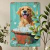 1pc Vintage Dog Bath Time Metal Tin Sign, Rustic Wall Art for Home, Bar, Cafe, Gym, Garage, Indoor & Outdoor Decor, 8x12 inches