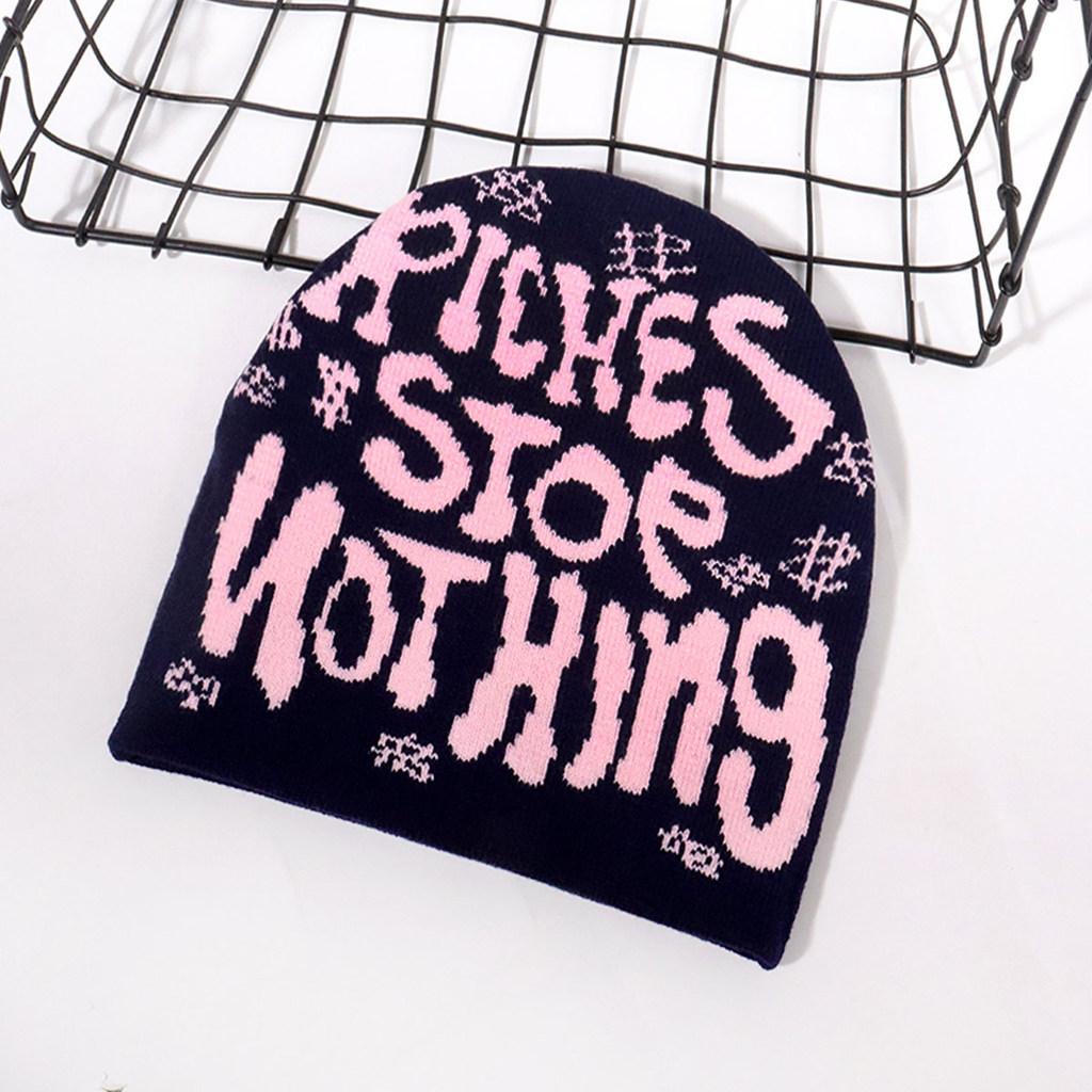 Cap Autumn Knit With Letter Embroidery Design For Casual Street And Wear Sports