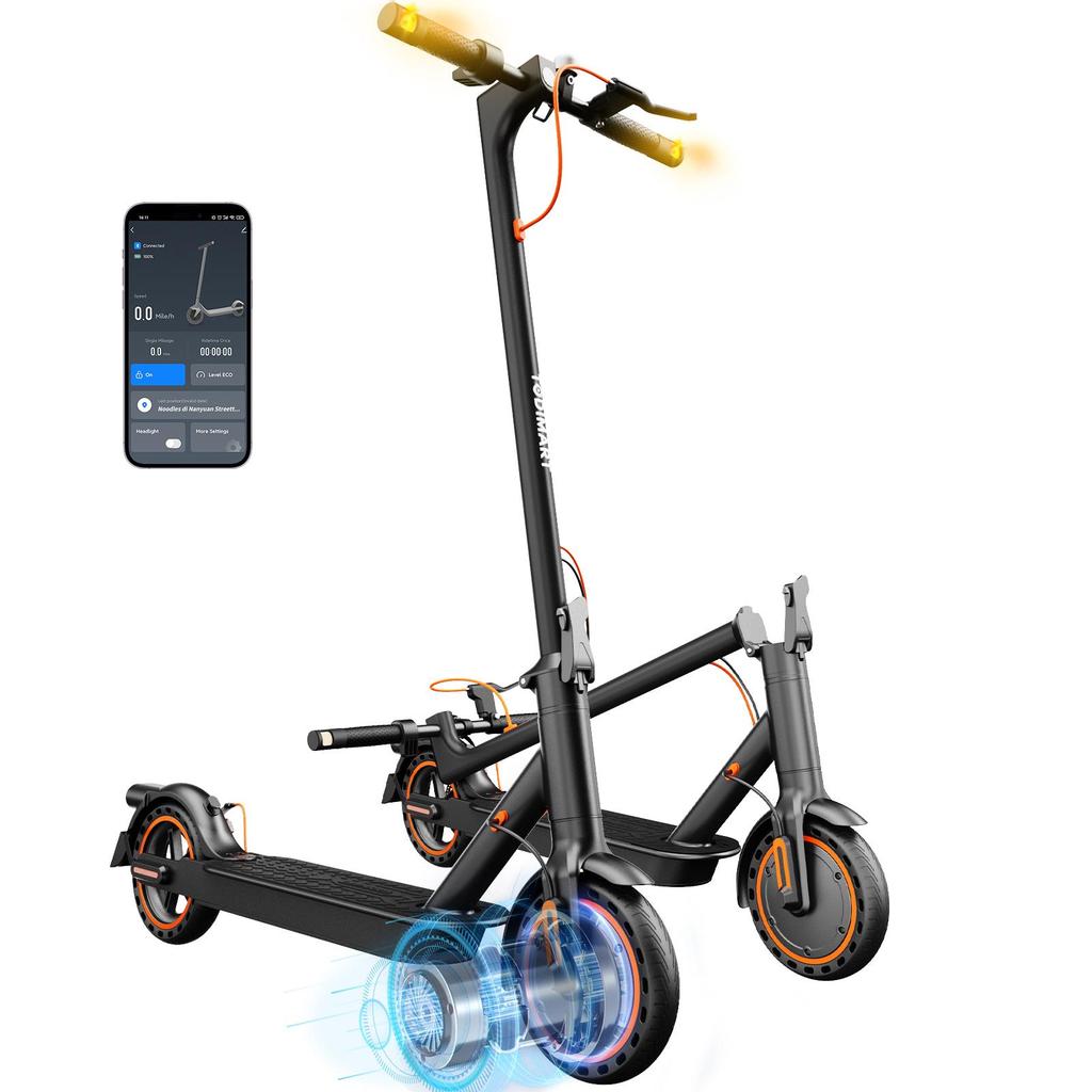 Electric Scooter Adult, 30-35km Range, 8.5" Ultra Light Foldable E Scooter, 350W Motor, 3 Speed Mode, TODIMART T3 for Adults and Teens,Smart App