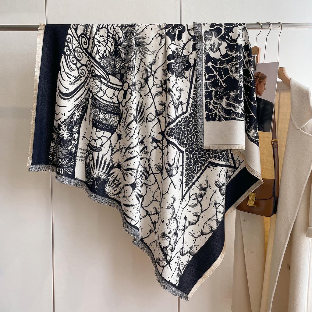 Imitation Cashmere Scarf Women'S Air Conditioner Shawl British Style Square Scarf Long Scarf Short Beard Scarf