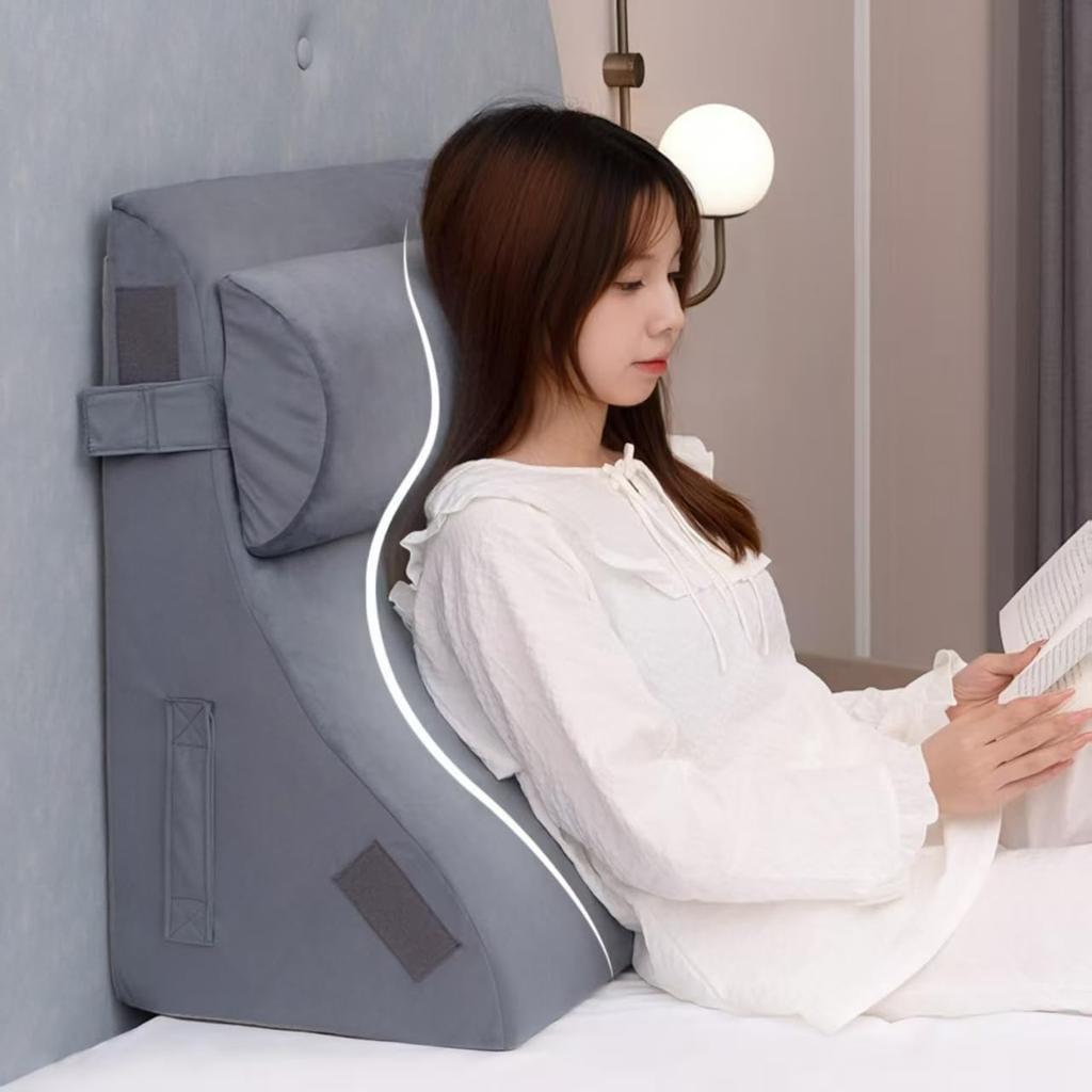 KYAKO Backrest Triangular Pillow Rebound x High 60cm Inclined Triangular Bed Lumbar for for Pregnant Women and the Leg Washable Lightweight Cushion,