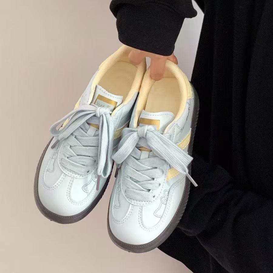 Popular leather board shoes women's 2025 spring and summer new versatile Korean platform white shoes niche shoes German training shoes