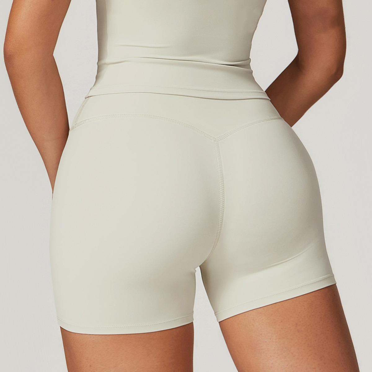 

Unisex High Waist Tummy Control Butt-Lifting Yoga Shorts Small бежевий