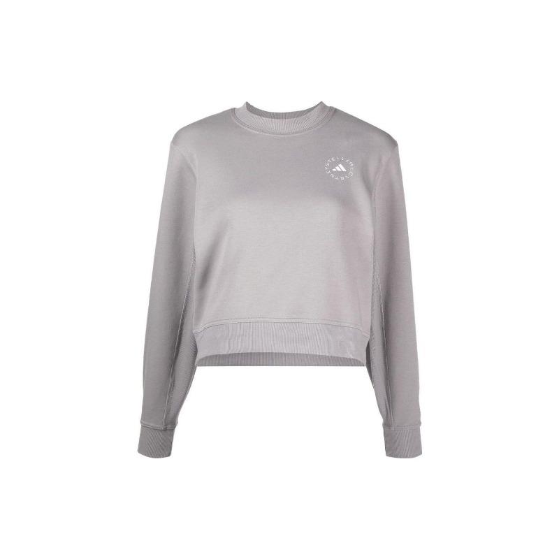 adidas X Stella McCartney Logo Print Rundhals-Sweatshirt Damen Oberteile Grau HR2528