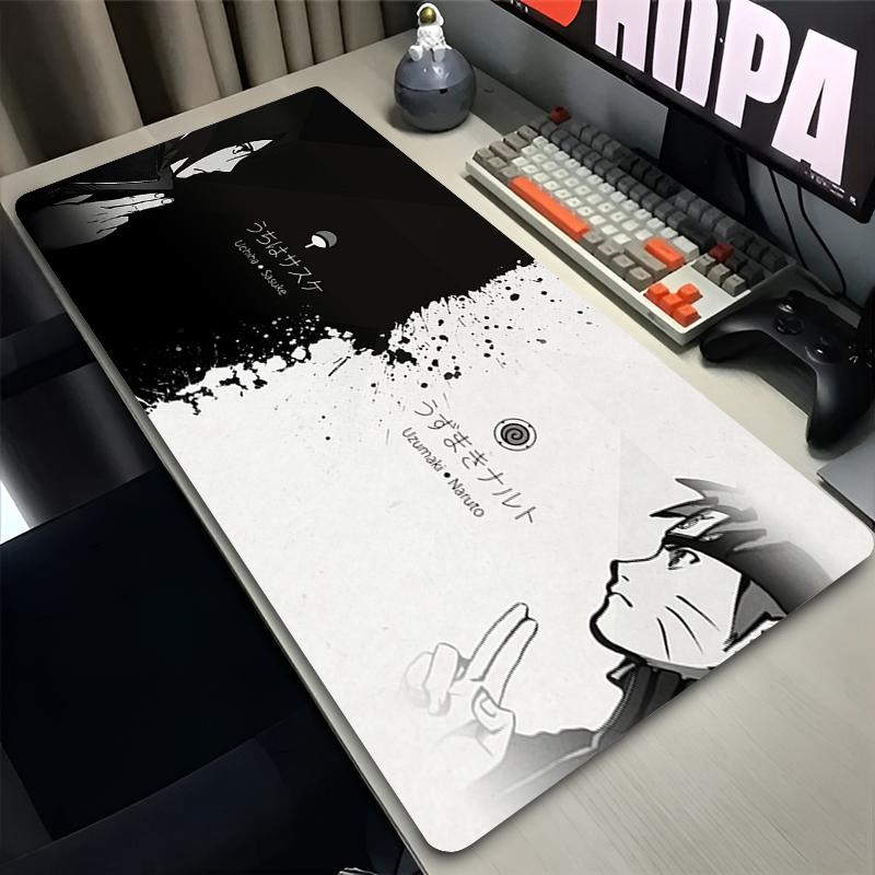 Large Mouse Pad Black And White Anime Table Mat Keyboard Pad NonSlip Gaming Accessories Naruto Sasuke Xxl Esports Game Mousepad