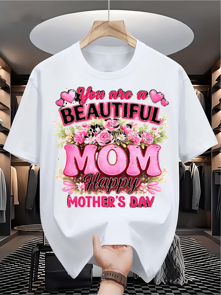 This MotherS Day TShirt Features a Floral Design And The Message You Are a Beautiful Mom Happy MotherS Day This Casual Cr