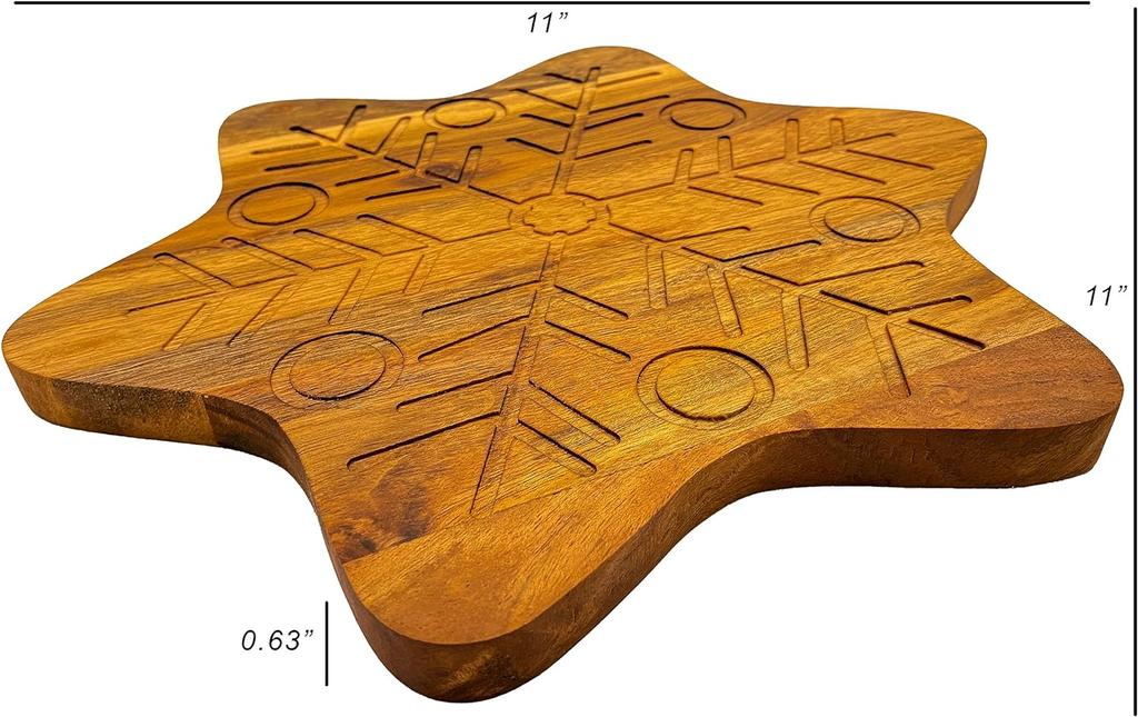 Organic Acacia Wood Chopping Cutting Butcher Block Board for Kitchen, Cheese, Meat, Vegetables, Fruit and Salad (Santa Board 14"L X 12"W)