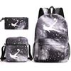 Large capacity schoolbag with shoulder strap; student three-piece pencil case set