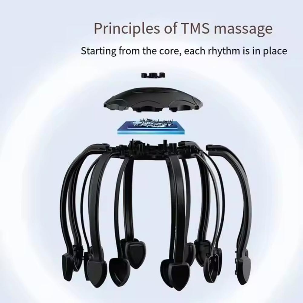 Electric Octopus Claw Head Scalp Massager 3 Modes Vibration Massage Therapeutic Head Scratcher Relief Head Fatigue Improve Sleep