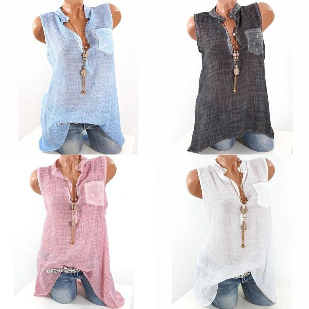 Elegant Ladies Fashion V-neck Sleeveless Perspective T-shirt For Stylish Looks