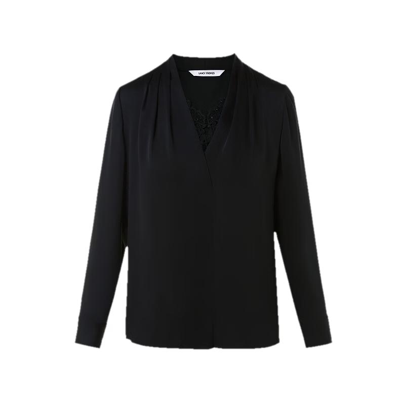 

LANCY French V-neck Satin Lace Blouse XL