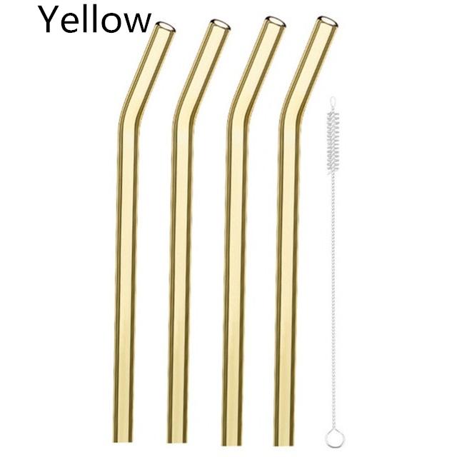 4Pcs Glass Straws Reusable Drinking Glass Tube Eco-friendly With Cleaning Brush Events Party Favors Supply