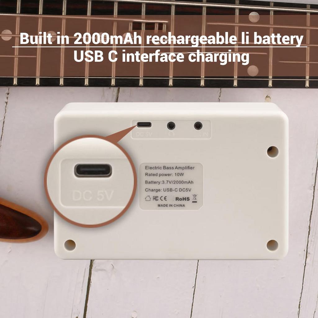 KOKKO KB-10 Bass Amplifier Portable Mini Audio 10W Mini Bass Amplifier Portable Rechargeable Bass Guitar Practice Amplifier