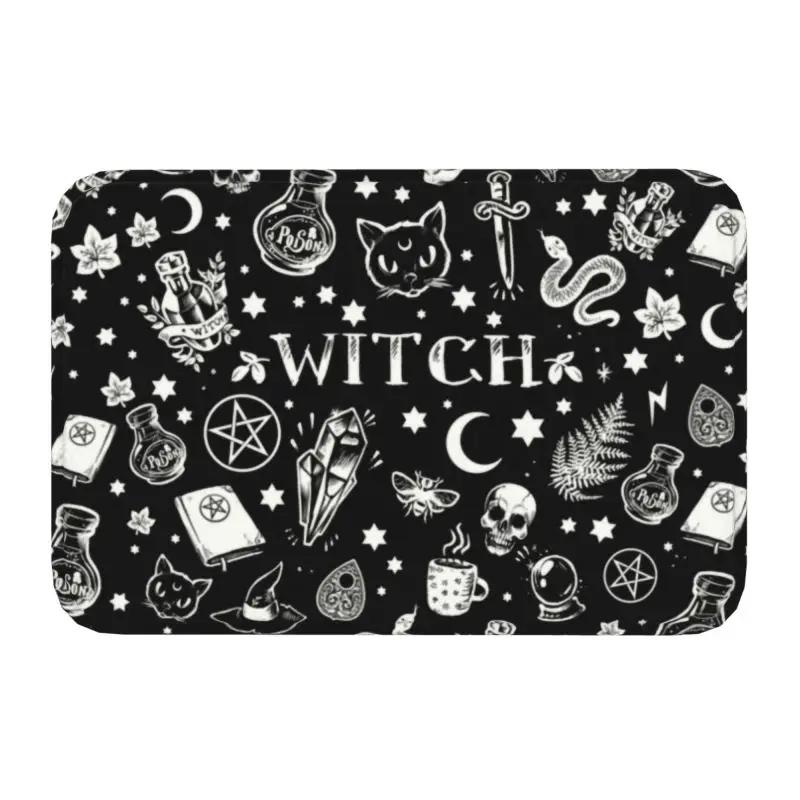 Crow Moon Door Mat Anti-Slip Kitchen Bathroom Halloween Spooky Witch Garage Floor Entrance Rug