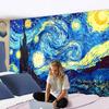 Wandteppich mit berühmtem Van Gogh-Druck, Decke, Wandbehang, Stern, Mond, Nacht, Wandteppich, dekorative Decke, Stoff, Schlafzimmer, 200 x 150 cm, groß