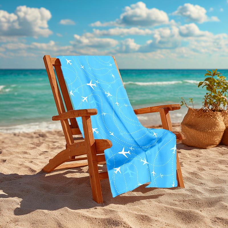 Ultra-Soft Beach Towel with Airplane Theme,Ideal for Pool - Camping, Diving - Perfect Travel Essential, Vibrant Beach Towel.