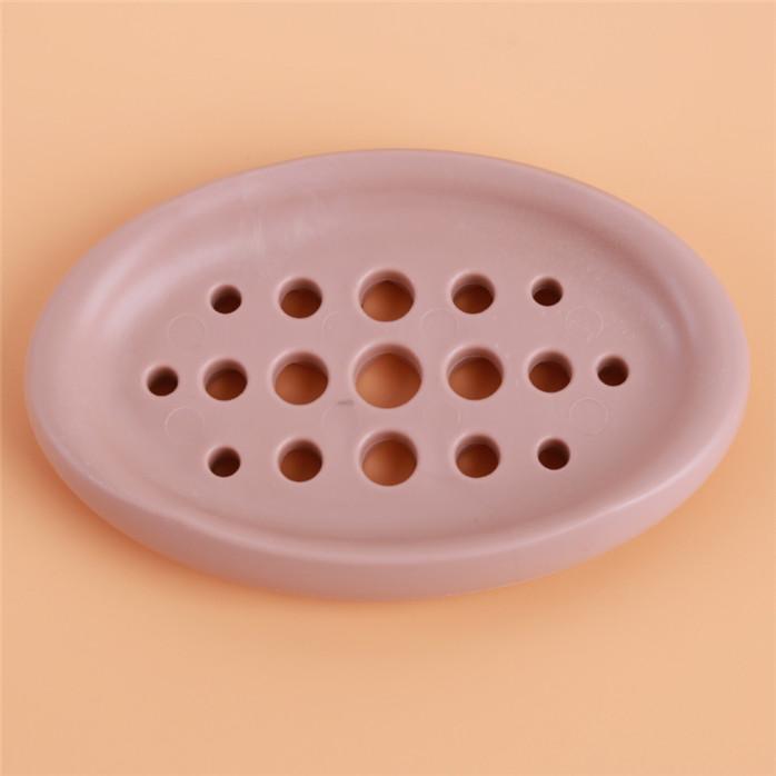 Silicone Soap Dish Storage Holder Tray Drain Soap Box Bathroom Accessories