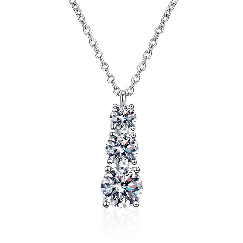 Sansheng Stone Light Luxury Necklace Female Pendant Inlaid with Synthetic Zircon Advanced Sense Personality Fairy Wind Clavicle Chain Item Jewelry