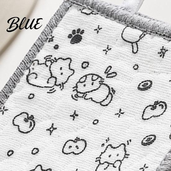 No-Odor Kitchen Cleaning Towel 5Pcs Rags, Double-Sided Cartoon Cotton Gauze Steel Wire Scrubber Durable Pad for Oil Stains, Non-Scratch Dish