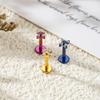 ASTM F136 Titanium Anodizing Four Petal Flower CZ Cartilage Earring 16G Internally Threaded Flat Back Labret Piercing Jewelry