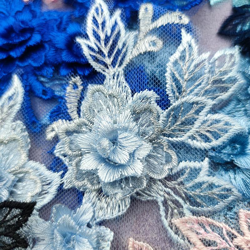 1pair Embroidered Three-dimensional Lace On Flower Wedding Dress Accessories DIY Lace Stickers Bridal Dress Decoration