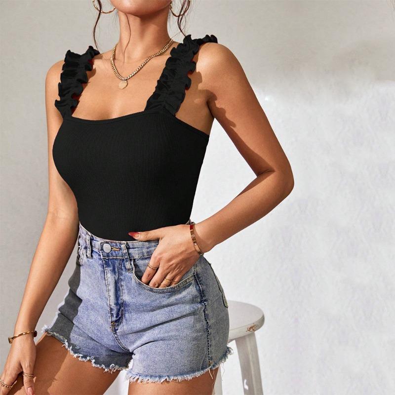 The New Women's Knitted Halter Top Is In Solid Color and Sexy. It Can Be Worn Inside and Outside As A Sleeveless Jumpsuit