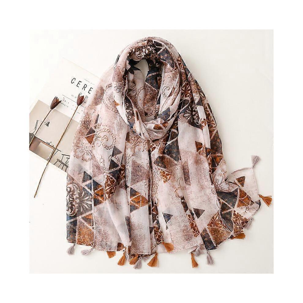 (19)Design Brand Women Scarf Fashion Print Cotton Warm Shawl Muslim Scarves Hijabs Lady Pashmina Bandana Tassel Beach Shawls Foulard