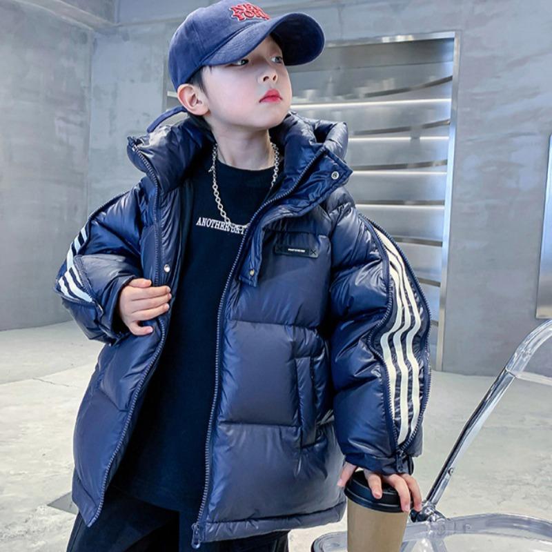 Wintermantel für Jungen, weiße Entendaunenjacke, neuer Stil, verdickter, waschfreier Mantel für mittlere und große Kinder