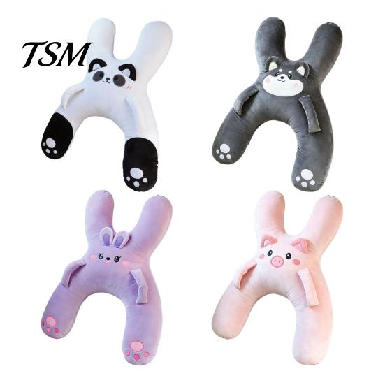 Soft Plush Seat Cushion H-Shaped Car Pillow for Kids, Cute Neck Pillows Seat, Sleeping Portable Support Travel Pillow, Rest Trips Sofa Lounging, Rear